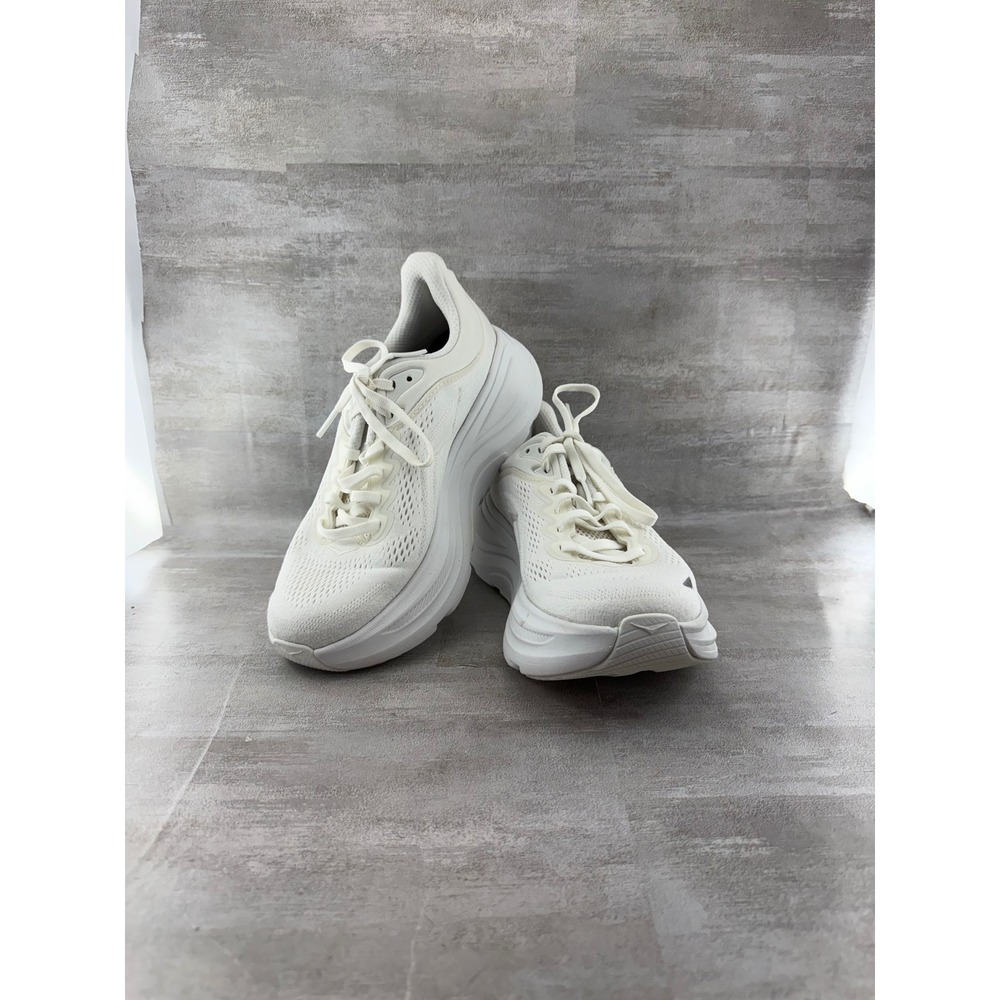 Hoka One One Bondi 8 White White Mesh Running Shoes 1127952-WWH Women Sz 7B